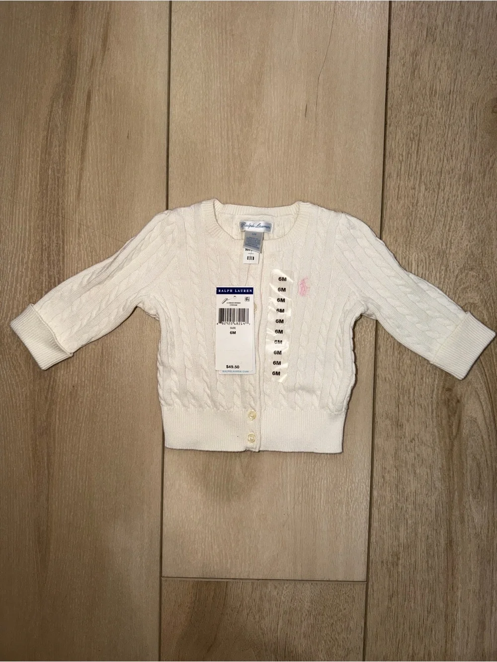 Ralph Lauren Ivory Cable-Knit Baby Cardigan